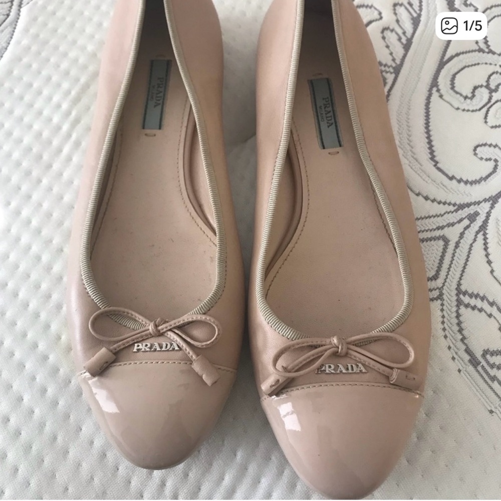 Prada Women's Nude Patent Ballet Flats